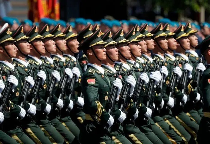 People's Liberation Army soldiers on parade. (Photo by Pavel Golovkin/Pool//AFP via Getty Images)