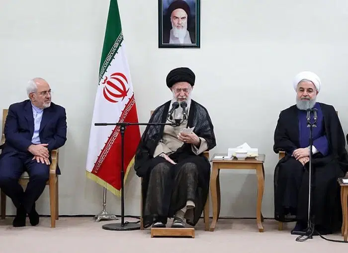 Iranian supreme leader Ayatollah Ali Khamenei with President Hasan Rouhani and Foreign Minister Javad Zarif. (Photo: Office of the Supreme Leader)