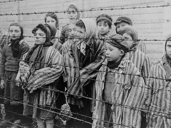 Young people in a Nazi concentration camp. (Screenshot, U.S. Holocaust Memorial Museum)