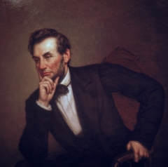 Portrait of American President Abraham Lincoln (1809 - 1865) (painted by George P. Healy, mid-late 1800s), Washington, D.C., 1969. (Photo credit: Katherine Young/Getty Images)