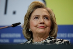 Former Secretary of State Hillary Clinton gives a speech. (Photo credit: DAVID GANNON/AFP via Getty Images)