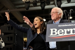 Rep. Alexandria Ocasio-Cortez campaigned for Sen. Bernie Sanders, and then after he ended his presidential campaign co-chaired a Sanders-Biden “unity taskforce” on climate. (Photo by Joseph Prezioso/AFP via Getty Images)