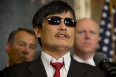 Chen Guangcheng speaks at a press conference at the U.S. Capitol in 2012, three months after arriving in the U.S. (Photo by Saul Loeb/AFP/GettyImages)