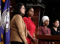 Democratic Reps. Rashida Tlaib, Ayanna Pressley, Ilhan Omar, and Alexandria Ocasio-Cortez. (Photo by Alex Wroblewski/Getty Images)