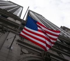 The American flag flies from the Equitable Building September 3, 2020 below Wall Street in the Financial District of New York City. The New York Stock Exchange lost more than 800 points, or nearly 3.5%, due to the plunging value of tech stocks. Since the coronavirus hit, tech stocks have had a dramatic rise in value. (Photo by Robert Nickelsberg/Getty Images)