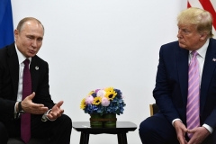 President Trump and Russian President Vladimir Putin at a G20 summit in Osaka in June 2019. (Photo by Brendan Smialowski/AFP via Getty Images)