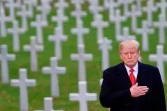 President Trump pays tribute to fallen American military personnel at the American Cemetery of Suresnes, outside Paris, on November 11, 2018. (Photo by Saul Loeb/AFP via Getty Images)