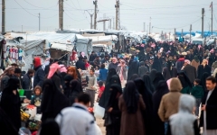 The overcrowded Al-Hol camp in northeastern Syria, where captured ISIS jihadists and family members are held along with others displaced by the fighting. (Photo by Fadel Senna/AFP/Getty Images)