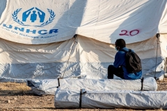 A U.N.-administered refugee camp on the Greek island of Lesbos. (Photo by Niels Wenstedt/BSR Agency/Getty Images)