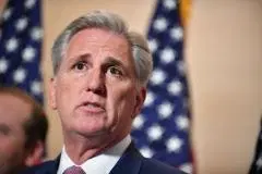 Kevin McCarthy speaks following the House Republican leadership vote at the Longworth House Office Building on Capitol Hill in Washington, DC, on November 14, 2018. (Photo by MANDEL NGAN/AFP via Getty Images)