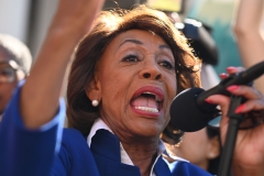 U.S. Rep. Maxine Waters (D-Calif.) speaks at a protest against U.S. President Donald Trump's National Emergency declaration, Feb. 18, 2019. (Photo credit: ROBYN BECK/AFP via Getty Images)