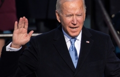 President Joe Biden is sworn in as the 46th president on January 20, 2021. (Photo by SAUL LOEB/POOL/AFP)