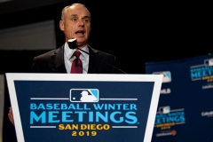 Major League Baseball Commissioner Rob Manfred speaks during the 2019 Major League Baseball Winter Meetings on December 10, 2019 in San Diego, California. (Photo by Billie Weiss/Boston Red Sox/Getty Images)