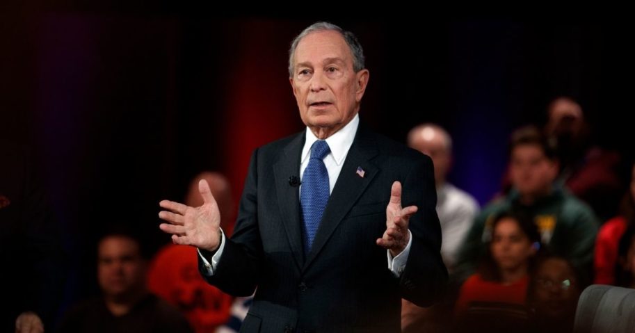 In this March 2, 2020, file photo, then-Democratic presidential candidate and former New York City Mayor Mike Bloomberg speaks during a Fox News Channel Town Hall in Manassas, Virginia.