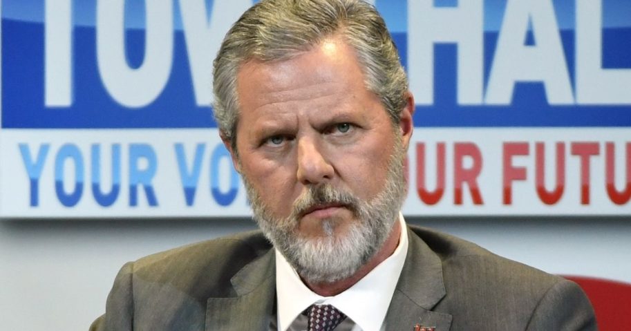 Jerry Falwell Jr., at the time president of Liberty University, participates in a town hall meeting on the opioid crisis as part of first lady Melania Trump's "Be Best" initiative at the Westgate Las Vegas Resort & Casino on March 5, 2019, in Las Vegas.